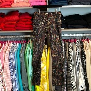 Cache brown/yellow/green/orange satin like skinny pants size 0